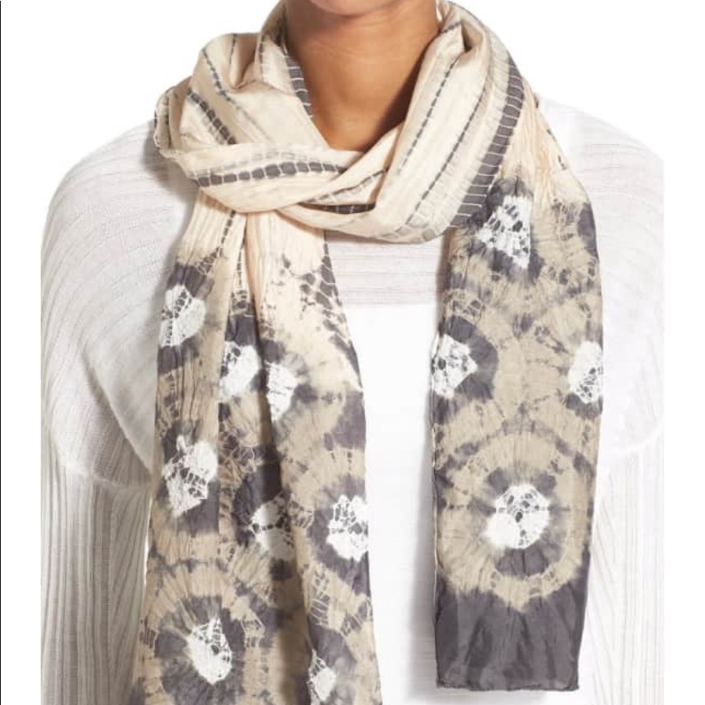 Eileen Fisher Kumo Shibori 100% silk scarf